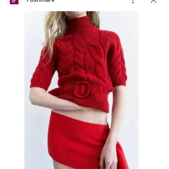 Brand new red Zara belted sweater medium - Picture 3 of 8